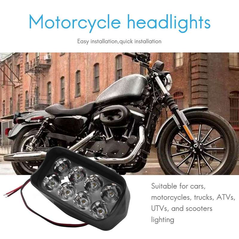 Motorcycle Headlights 12V Spotlights Bright Moto Fog Spot Lamp Waterproof Motorbike Auxiliary Drivin