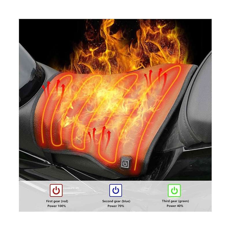 Motorcycle Heated Seat Cushion Electric Heated Seat Pad for Motorcycle, Snowmobile, and Atv with Uni