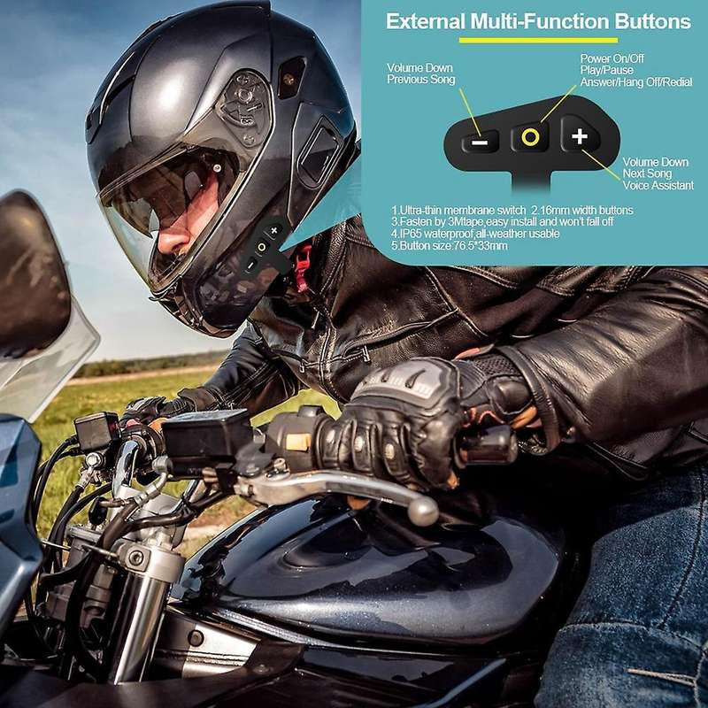Motorcycle Helmet Headset Bluetooth 5.2 Wireless Earphone Handsfree Call Kit Stereo for Mp3 Music P