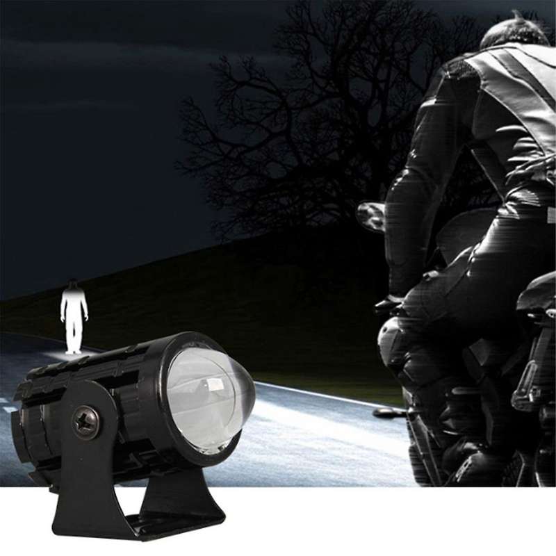 Motorcycle High Power Lens Spotlight 6000K LED Dual Color External Spotlights 8-80V Headlights with