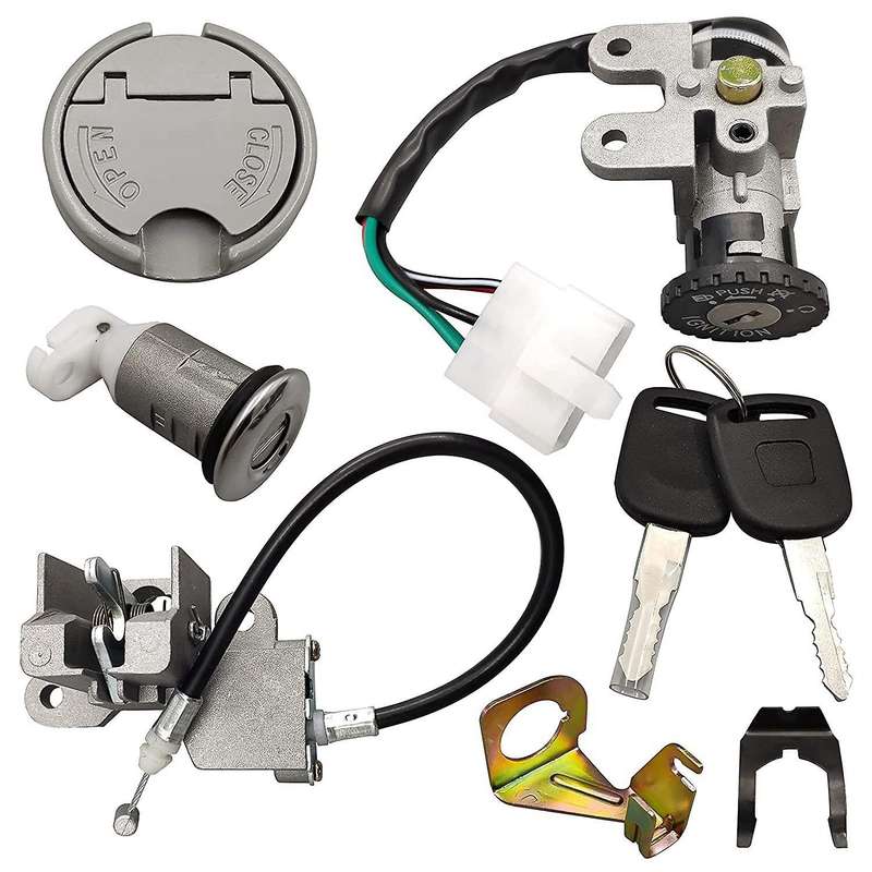 Motorcycle Ignition Switch Fuel Tank Cap Lock with Key Saddle Lock Set Suitable for GY6 50Cc Scooter