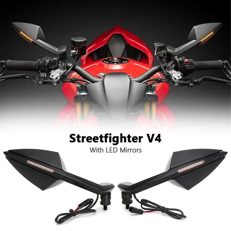 Motorcycle Integrated Turn Signal Mirrors Rearview Mirror with LED Light for STREETFIGHTER V4 Street