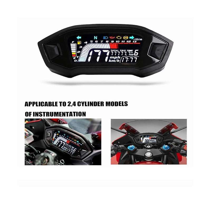 Motorcycle Lcd Digital Odometer Led Speedometer Universal for 2, 4 Cylinder Model