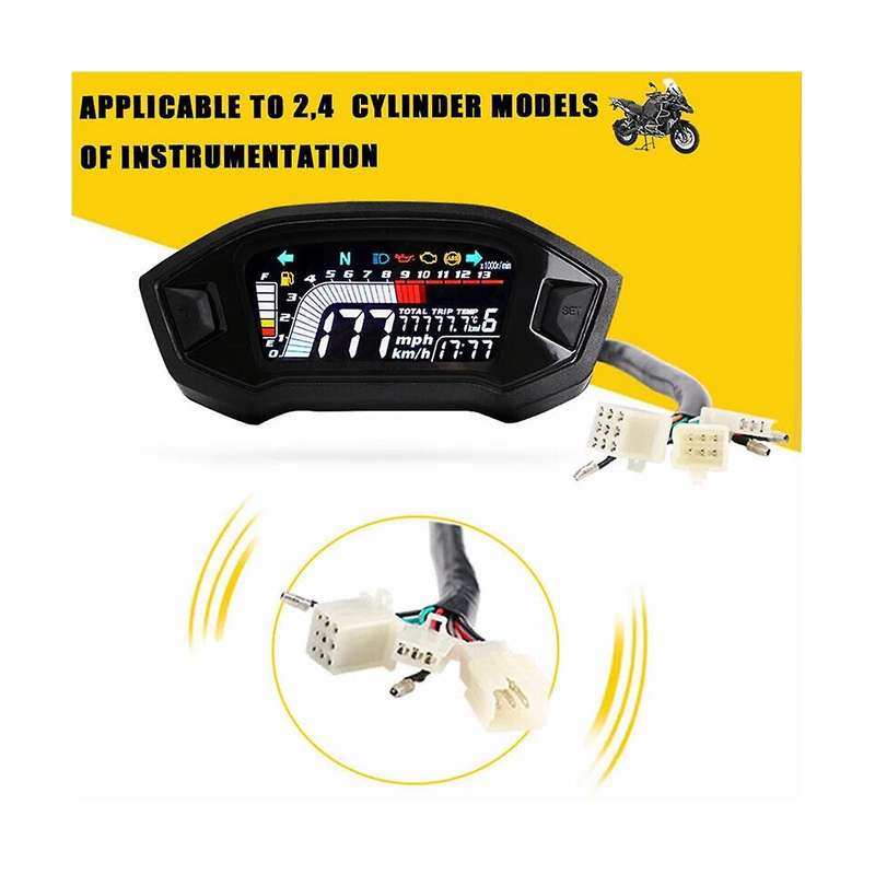 Motorcycle Lcd Digital Odometer Led Speedometer Universal for 2, 4 Cylinder Model
