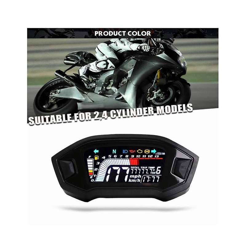 Motorcycle Lcd Digital Odometer Led Speedometer Universal for 2, 4 Cylinder Model
