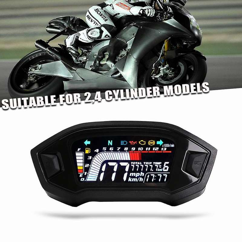 Motorcycle LCD Instrument Universal Speedometer 13000 RPM for 1,2,4 Cylinder Digital Odometer Tachom