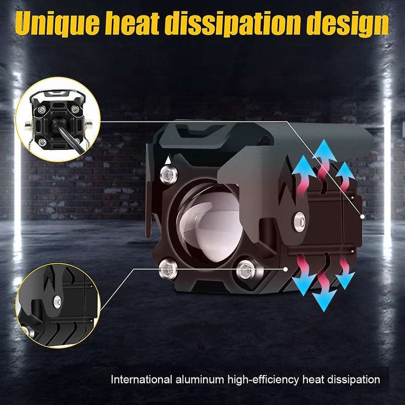 Motorcycle LED Driving Fog Lights 60W 6000LM Amber White Lights 1.3Inch Aux Spotlight Headlight for