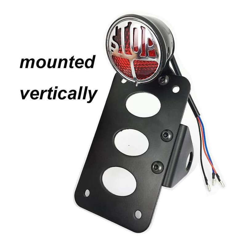 Motorcycle LED Brake Tail Light 3/4 Inch Side Mount License Plate Bracket for Chopper
