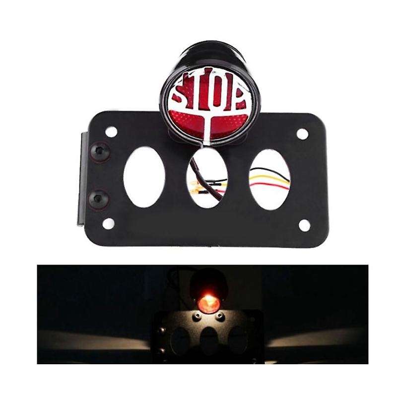 Motorcycle LED Brake Tail Light 3/4 Inch Side Mount License Plate Bracket for Chopper