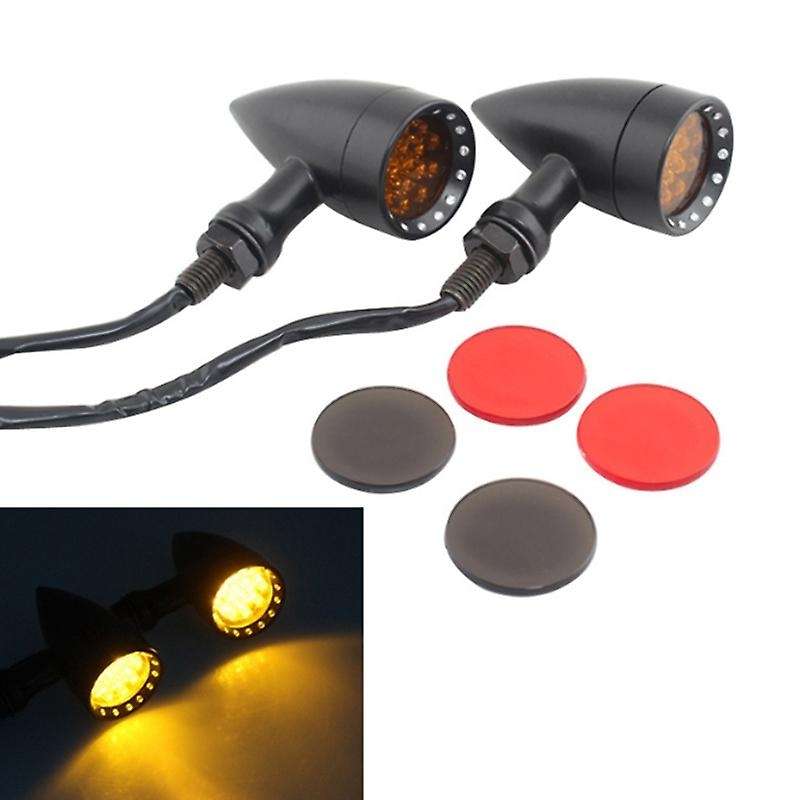 Motorcycle LED Black Amber Brake Blinker Turn Signal Tail Light for Cafe