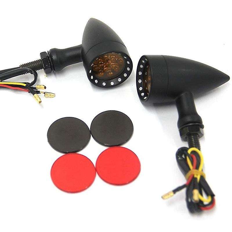 Motorcycle LED Black Amber Brake Blinker Turn Signal Tail Light for Cafe