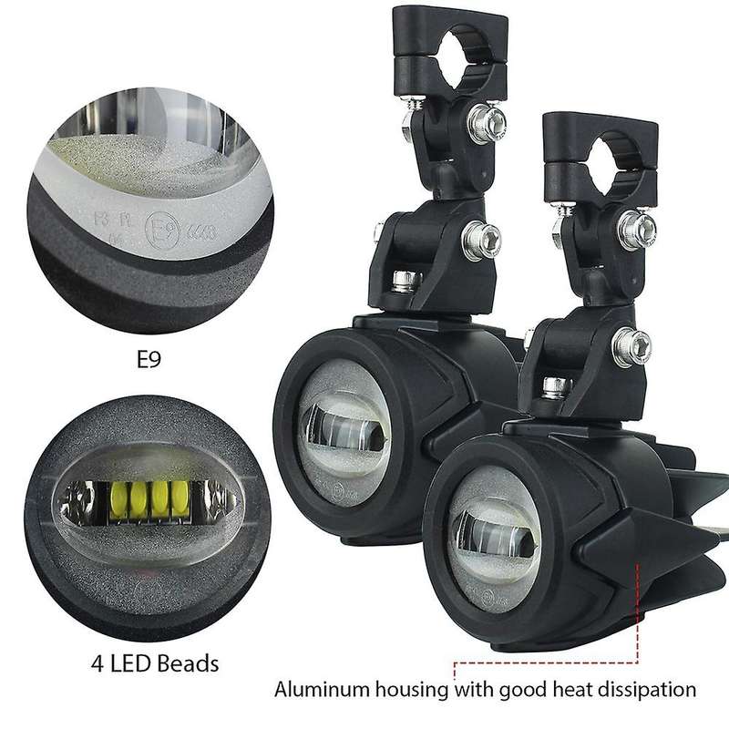 Motorcycle LED Fog Lamps 40W 6000K Spotlight Driving Light with Relay for R1200GS F800GS F700GS F650