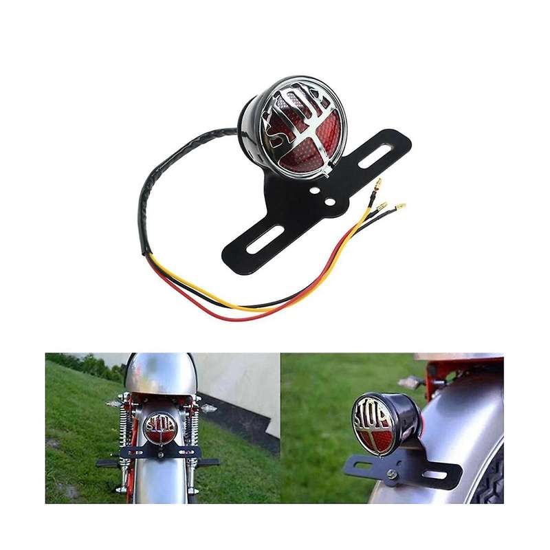 Motorcycle Led Retro Taillight Stop Tail Light Number Plate Rear Lamp for Chopper Cafe