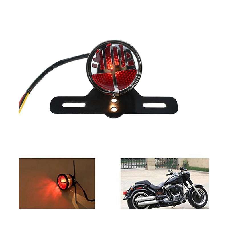Motorcycle Led Retro Taillight Stop Tail Light Number Plate Rear Lamp for Chopper Cafe