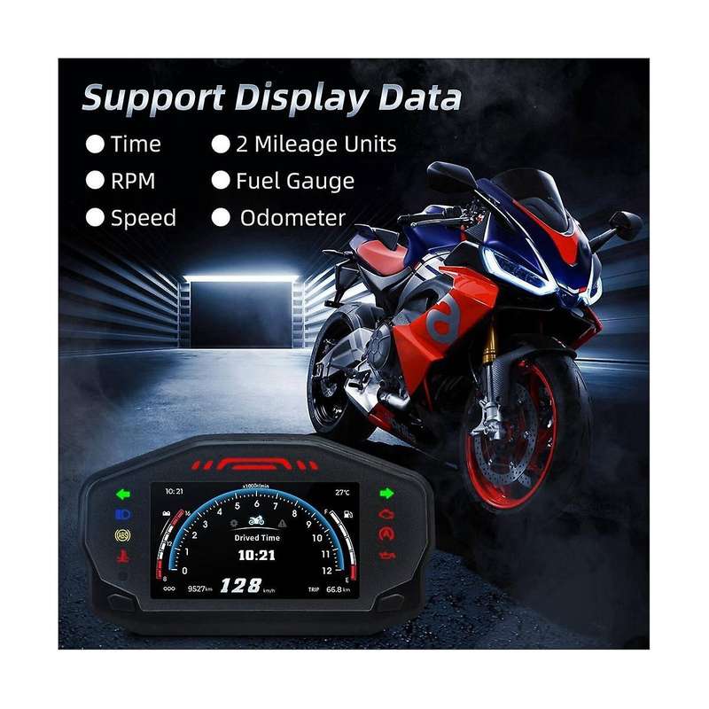 Motorcycle Led Speedometer Lcd Digital Odometer Fuel Gauge for 1/2/4 Cylinder