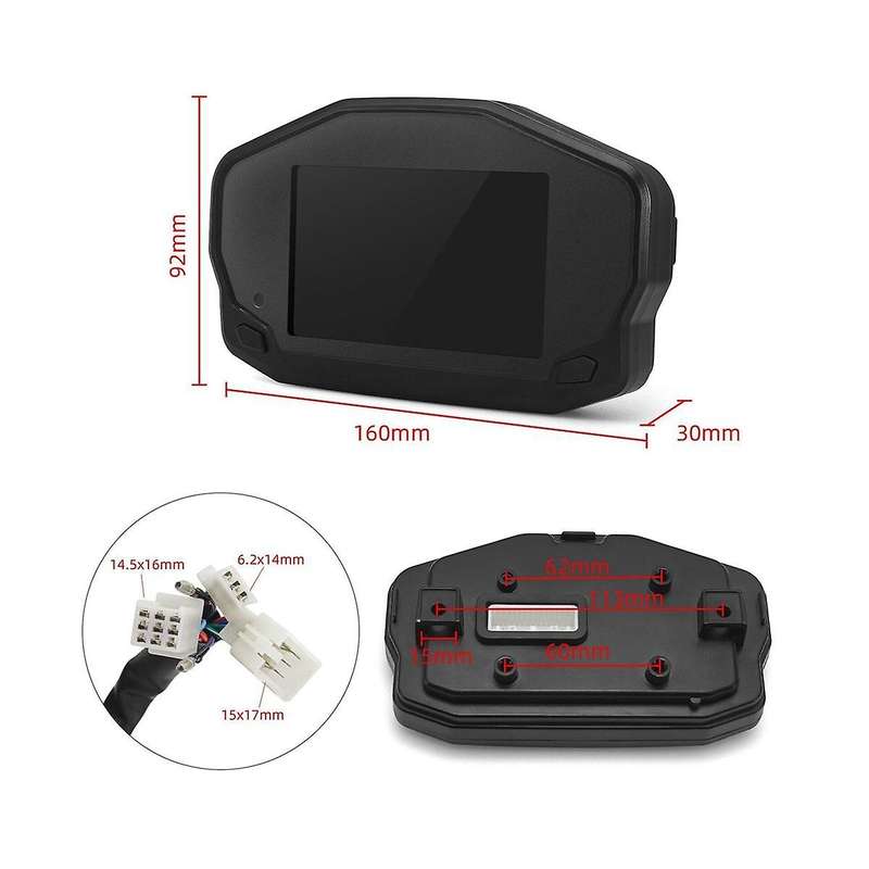 Motorcycle Led Speedometer Lcd Digital Odometer Fuel Gauge for 1/2/4 Cylinder
