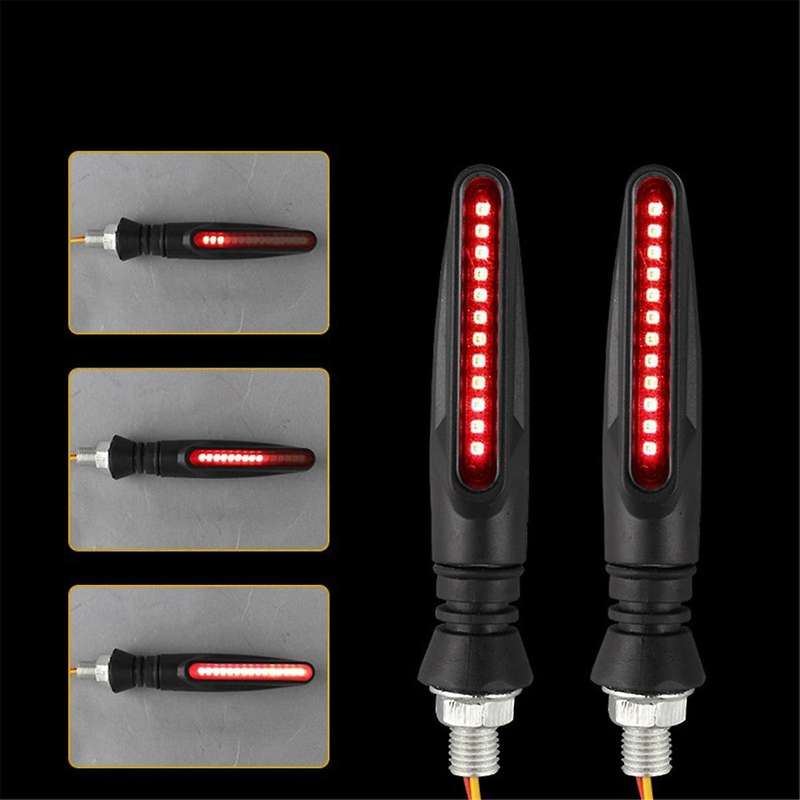Motorcycle Led Lights High Bright Turn Signal Indicator Lights Front Rear White Day Running Lights