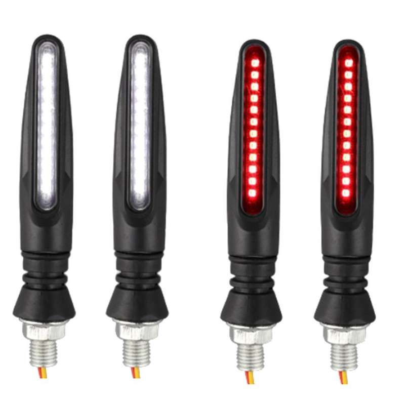 Motorcycle Led Lights High Bright Turn Signal Indicator Lights Front Rear White Day Running Lights