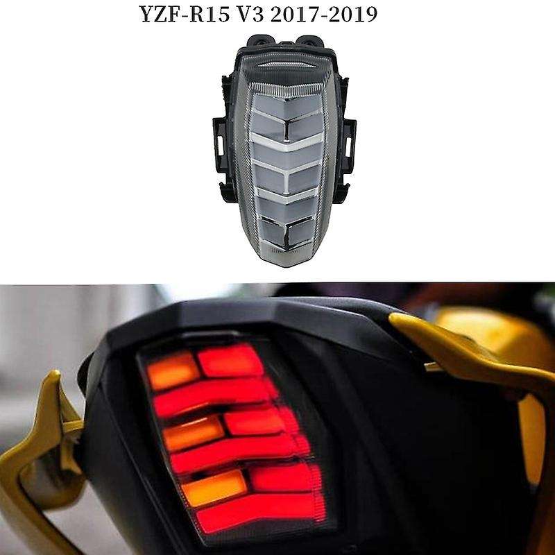Motorcycle LED Tail Lights Black Lens Brake Rear Turn Signals Integrated Light for YZF-R15 V3 2018-2