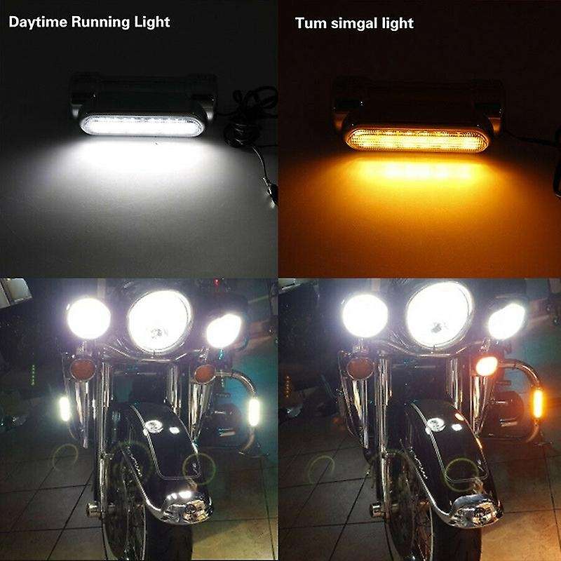 Motorcycle LED Turn Signal Bumper Anti-Collision Bar Guard LED Daytime Running Light for Cruiser Tou