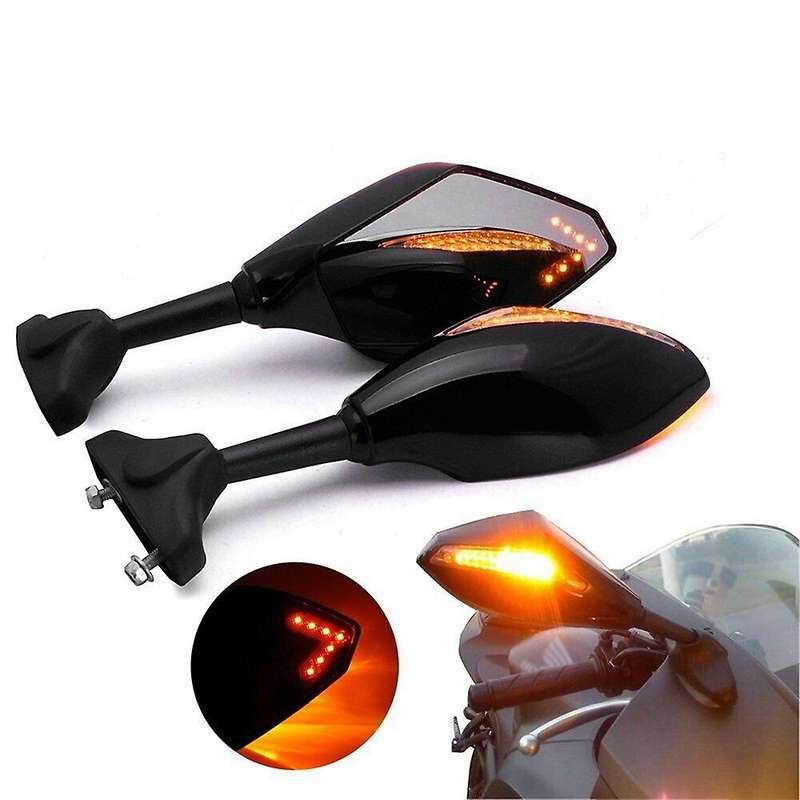 Motorcycle LED Turn Signal Integrated Mirrors for YZF R1 R6 FZ1 FZ6 600R R3