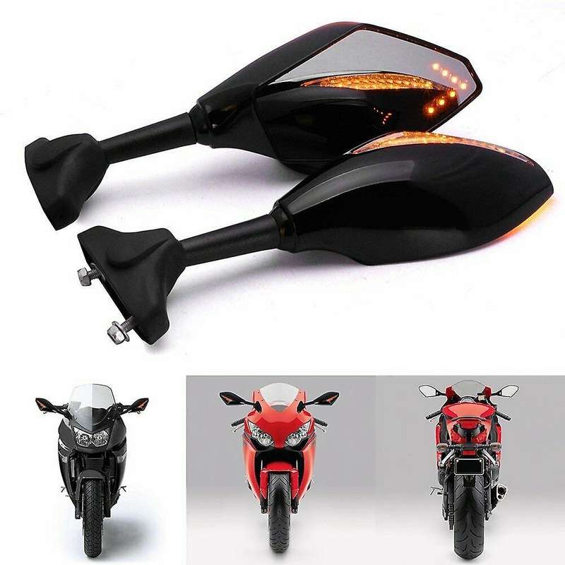 Motorcycle LED Turn Signal Integrated Mirrors for YZF R1 R6 FZ1 FZ6 600R R3