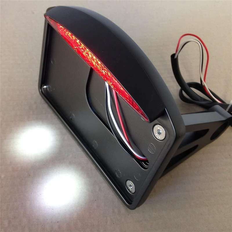 Motorcycle License Plate LED Tail Light Horizontal Side Mount Bracket Holder for Chopper Custom Tour