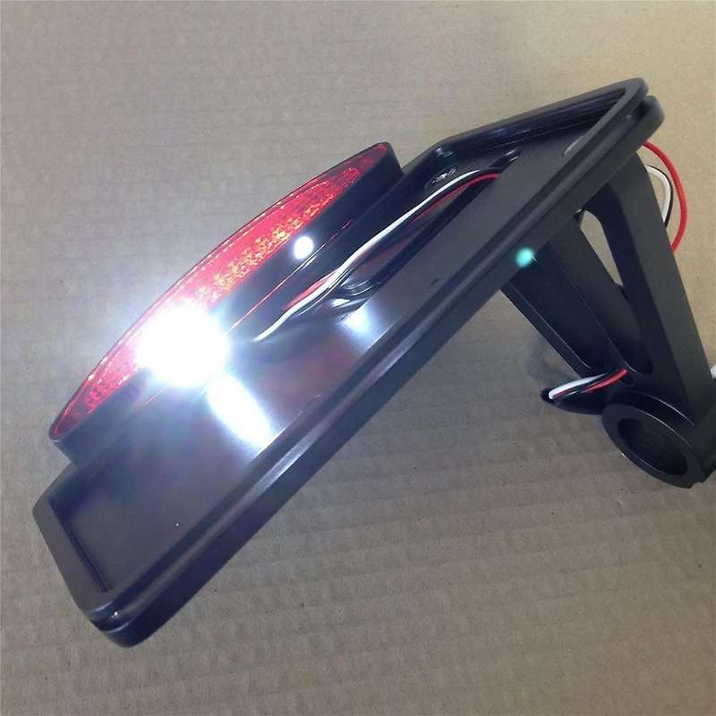 Motorcycle License Plate LED Tail Light Horizontal Side Mount Bracket Holder for Chopper Custom Tour