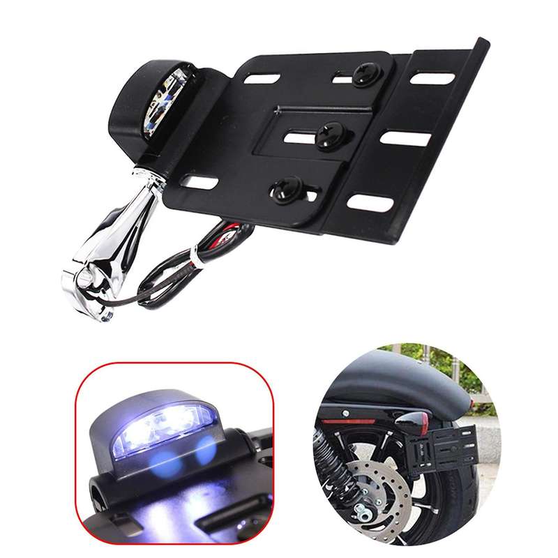 Motorcycle License Plate Light Collapsible Led License Plate Bracket for Sportster Xl883 Xl1200 200