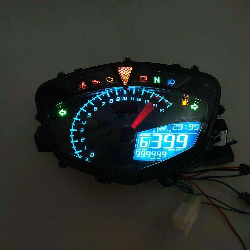 Motorcycle Meter Gauge Instrument 7 Color LCD Speedometer Water Temp RPM Odometer for LC135 C8 Racin