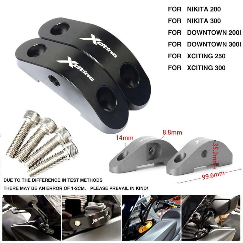 Motorcycle Mirror Riser Extenders Spacers Extension Adapter for Nikita 200 300 Xciting 250 300 Xciti