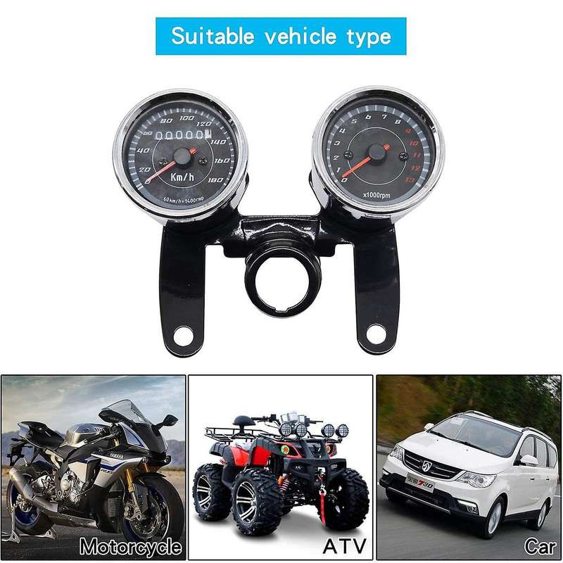Motorcycle Modified Odometer Dual Range Meter Code Table Led Tachometer Double Round
