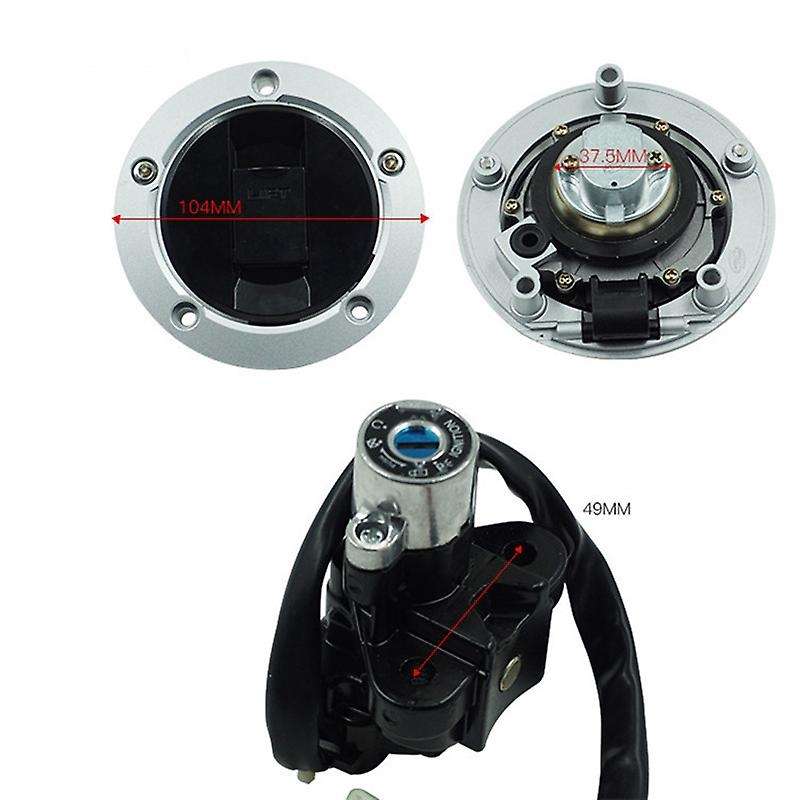 Motorcycle Oil Fuel Tank Gas Cap Kit Ignition Switch Lock with 2 Keys for GSF650 Bandit GSXR 600 GSX
