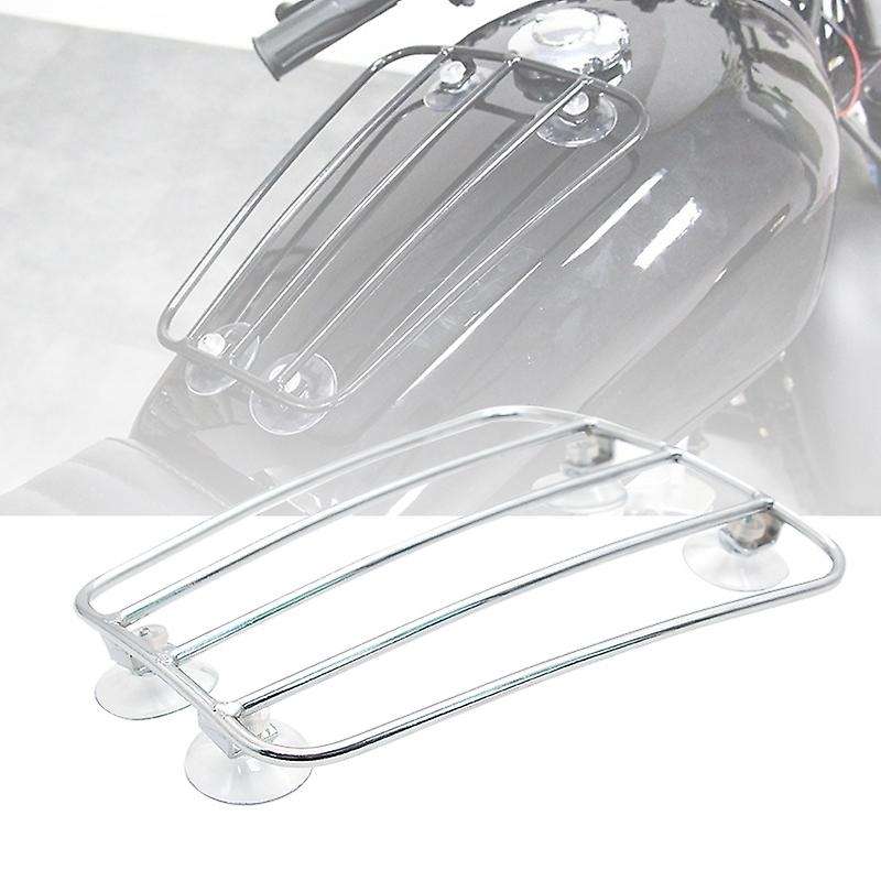 Motorcycle Oil Fuel Tank Luggage Shelf Rack Steel Rear Rack Luggage Bracket with Sucker (Silver)