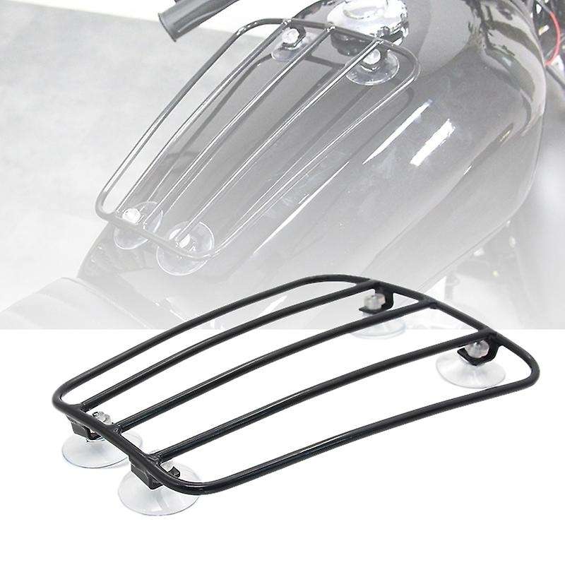 Motorcycle Oil Fuel Tank Luggage Shelf Rack Steel Rear Rack Luggage Bracket with Sucker (Black)