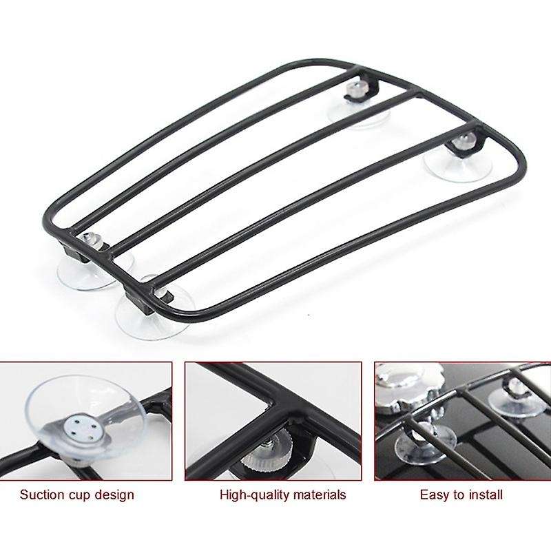 Motorcycle Oil Fuel Tank Luggage Shelf Rack Steel Rear Rack Luggage Bracket with Sucker (Black)