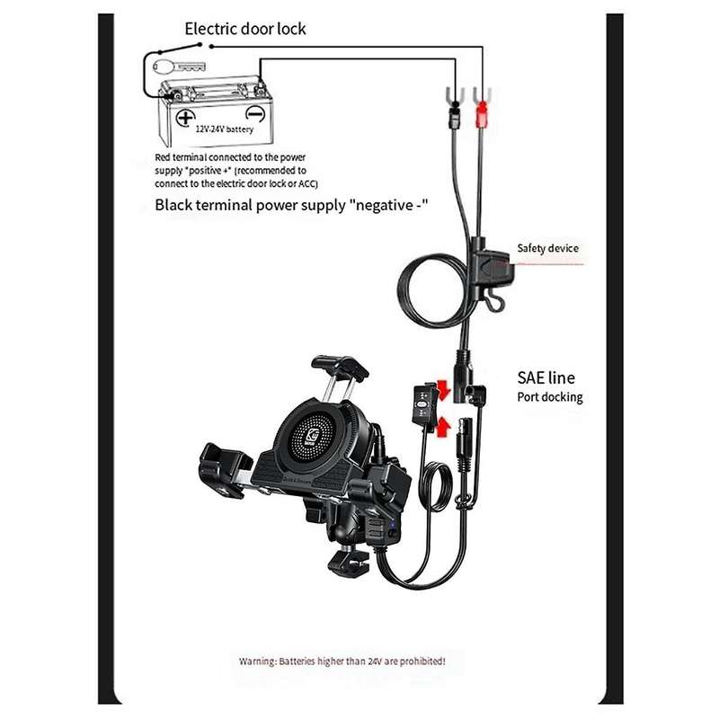 Motorcycle Phone Holder for Moto Stand Wireless Charger Support USB C Fast Charging Cell Phone Mount