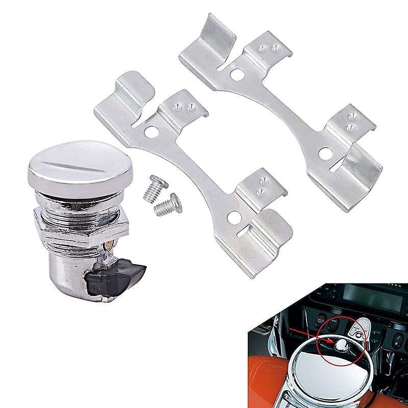 Motorcycle Push Button Fuel Door Latch for Touring Glide Road Glide Street Glide Chrome