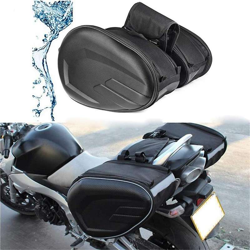 Motorcycle PU Leather Waterproof Rear Back Seat Bag 36L-58L Travel Bag Saddle Bag Side Helmet Bag R