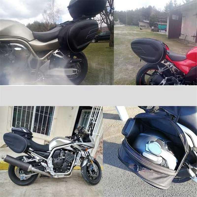 Motorcycle PU Leather Waterproof Rear Back Seat Bag 36L-58L Travel Bag Saddle Bag Side Helmet Bag R