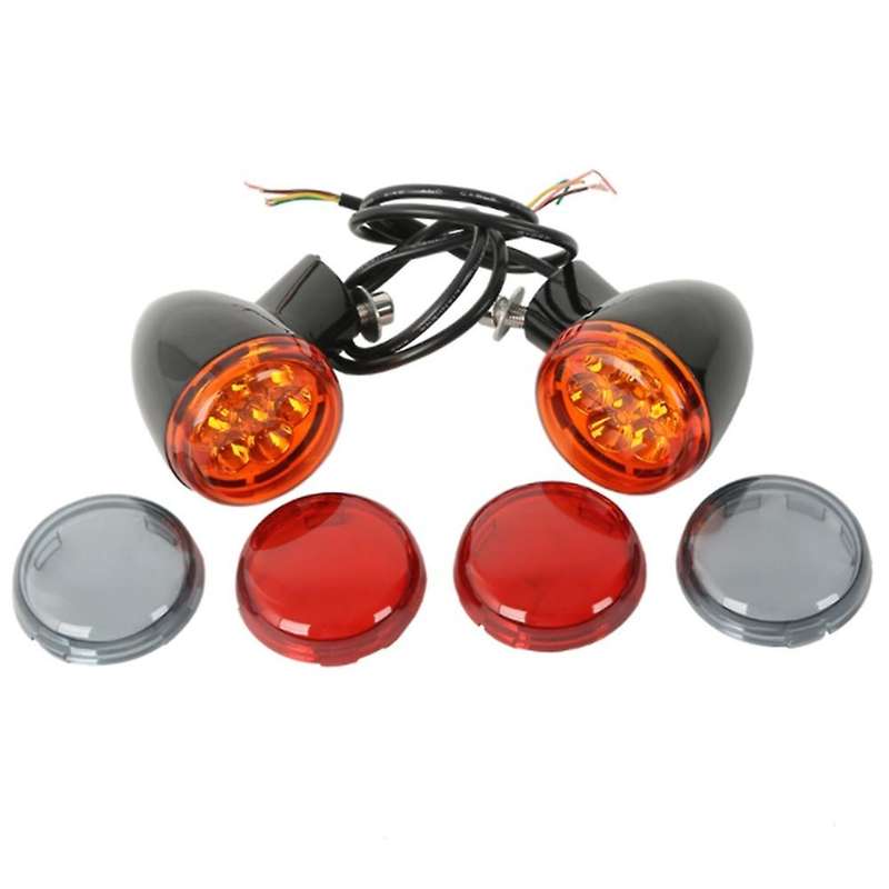 Motorcycle Rear Amber Turn Signals Lights Bracket Motorcycle Light for XL 883 1200 1992-Up (Black)