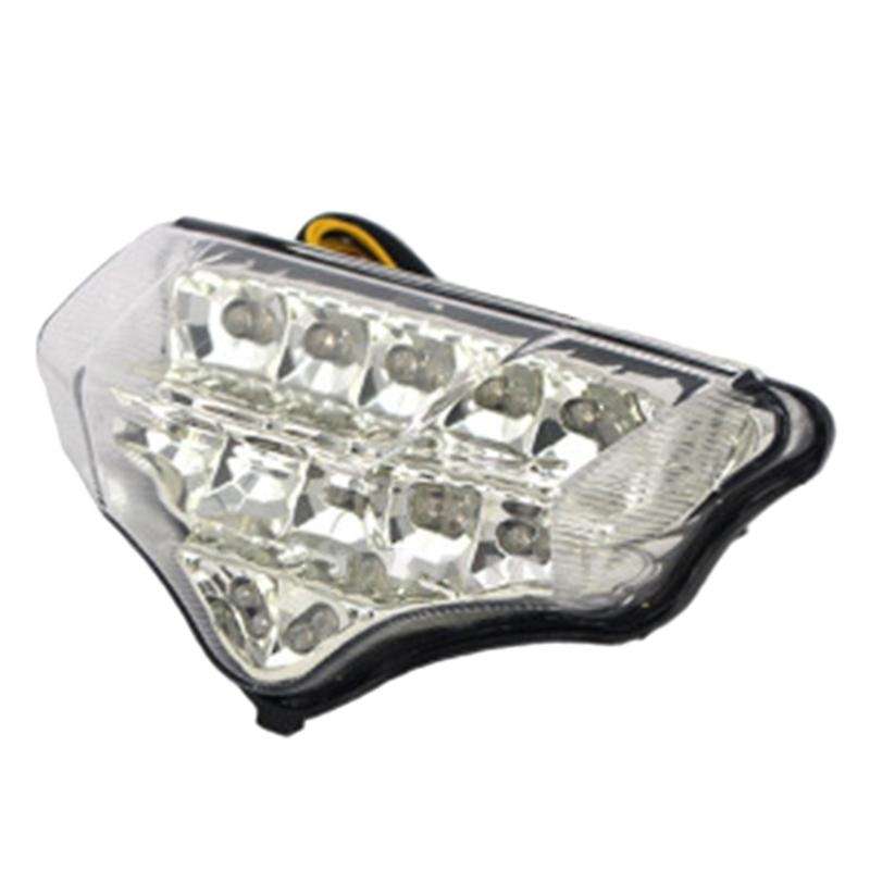 Motorcycle Rear Tail Light Integrated Rear LED Turn Signal for FZ6 2004-2008 (Clear)