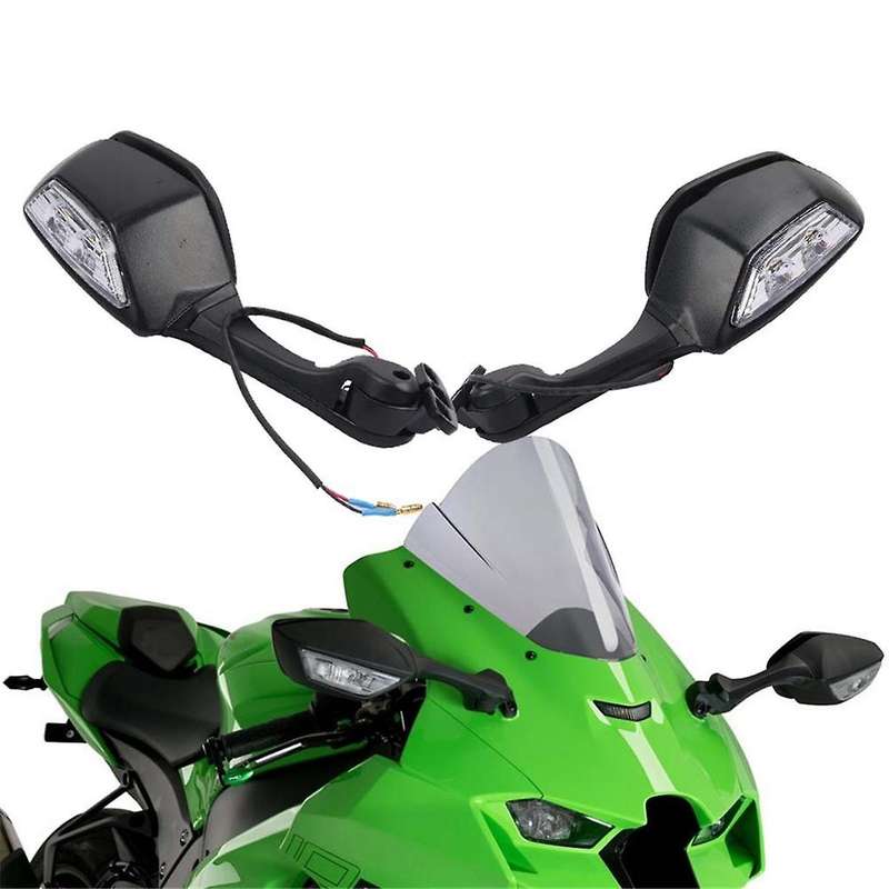Motorcycle Rearview Mirrors with LED Turn Signals Lights for 400 650 -10R ZX10R