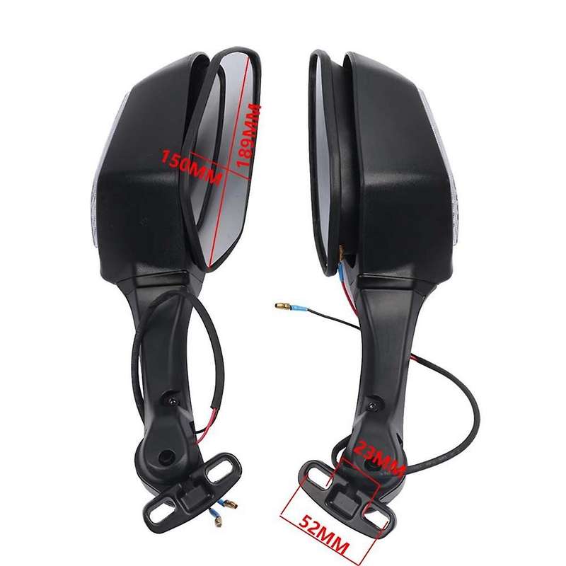 Motorcycle Rearview Mirrors with LED Turn Signals Lights for 400 650 -10R ZX10R