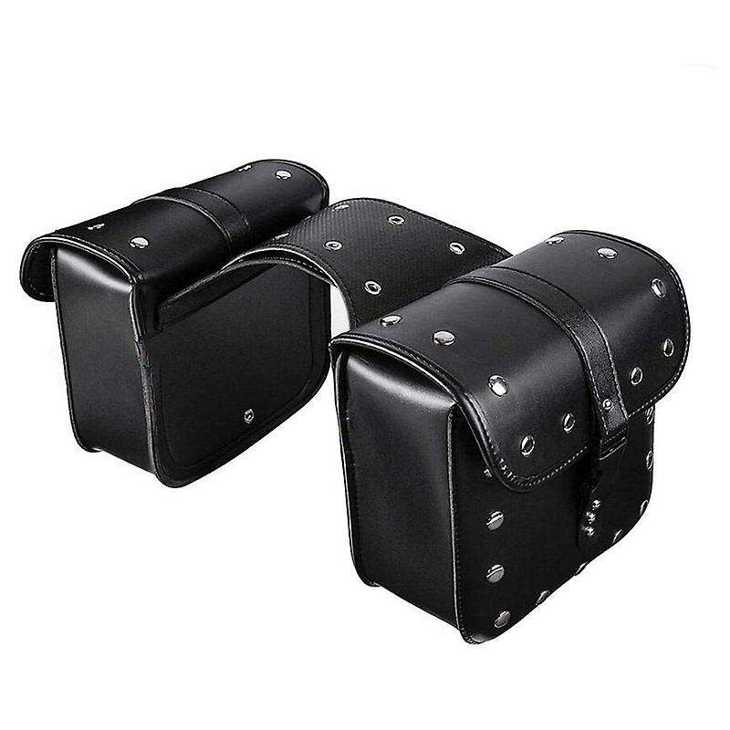 Motorcycle Saddle Bags, 2 Pack Universal PU Leather Saddlebags for Shadow Boulevard