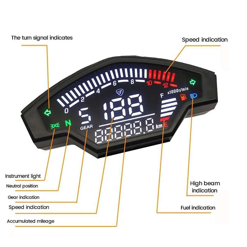 Motorcycle Speedometer Meter Odometer for Italika Vort-X 200 AKT200 Gear Speed Meter Oil Level Disp
