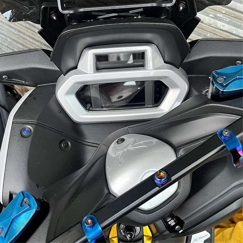 Motorcycle Speedometer Gauge Instrument Meter Ring Cover Protector for Xmax300 2023(silver)