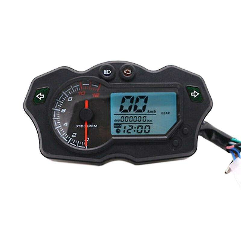 Motorcycle Speedometer Universal 7 Colors Tachometer Odometer Gauge 12000RPM 12V