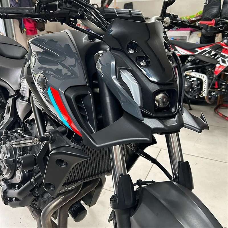 Motorcycle Sport Downforce Front Spoilers Aerodynamic Wing Deflector for SP 2021-2023 MT07 Black