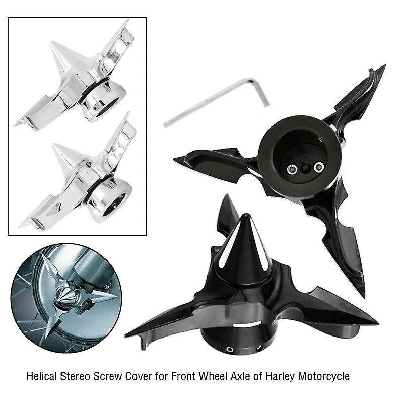 Motorcycle Spun Blade Spinning Front Axle Cap Nut Cover for XL883 XL1200 X48 Softail XL XG(Black)